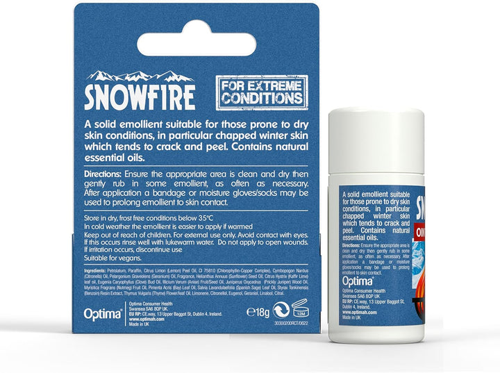 Snowfire Ointment Stick, Natural, Vegan, Cruelty Free, for Dry Skin, Emolient Ointment Stick, 18 G