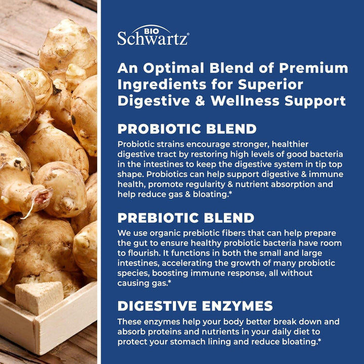 Probiotic and Prebiotic Capsules - Supports Digestive Health & Bloating Relief for Women & Men - Pre and Probiotics for Gut Health Supplements with Whole Food Enzymes - Non-Gmo, Gluten Free - 30 Ct.