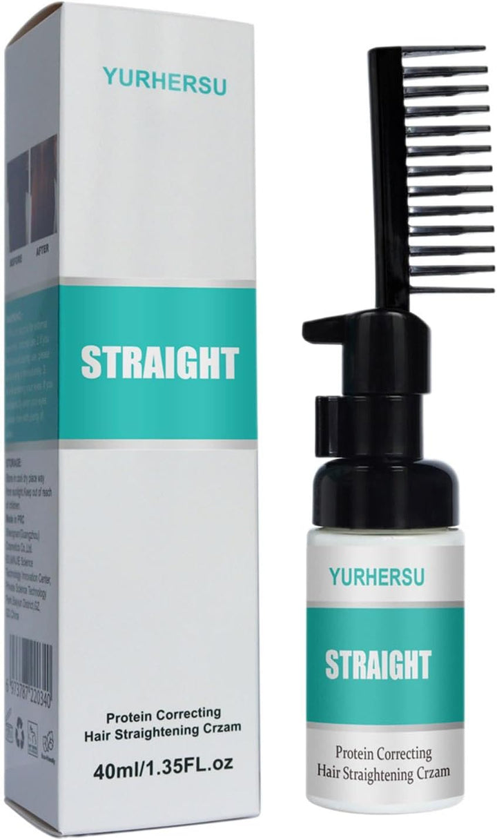 Hair Straightening Cream | 1.35Fl.Oz Hair Straightener Cream | Straightening Hair Cream with Comb | Professional Smoothing Softening Hair Perm Kit | Silk & Gloss Hair Repair Damaged Hair Curly Hair