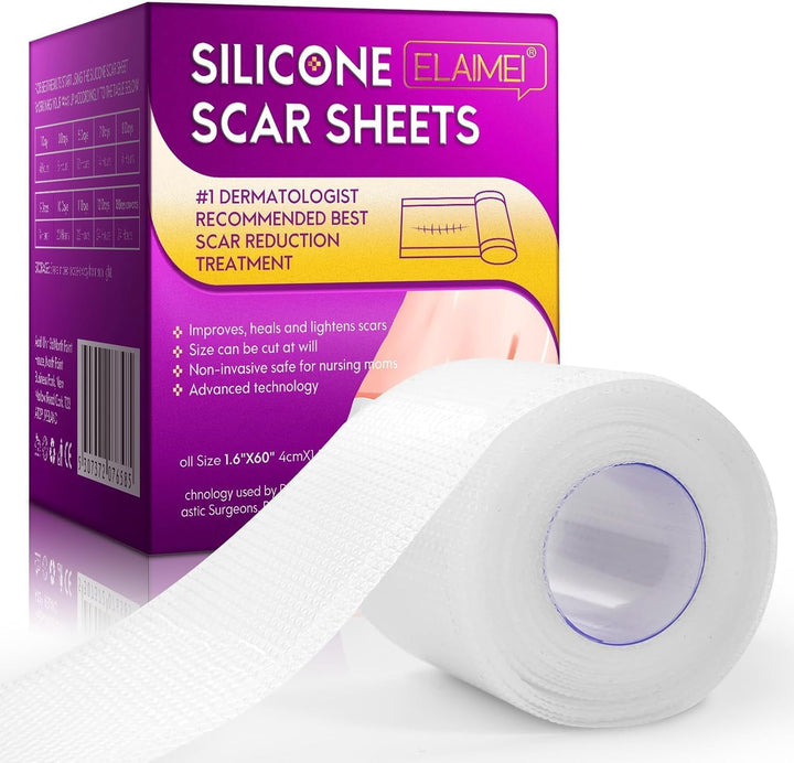 Silicone Scar Sheets, Silicone Scar Tape (1.6” X 120”Roll-3M), Scar Tape Roll Medical Silicone Easy-Tear Gel Tape Roll, Scar Removal Sheets Works on Old & New Scars, Scar Treatment Sheets