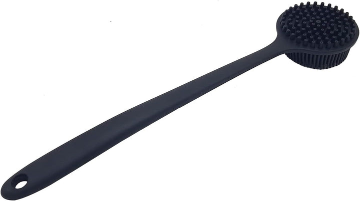 Back Scrubber for Shower Soft Silicone Bath Body Brush with Long Handle (Black)