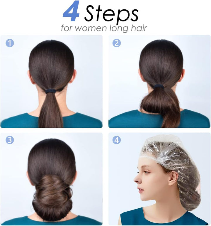 Shower Cap Disposable, 50 PCS Bath Caps Large Thick Clear Waterproof Plastic Elastic Hair Bath Caps for Women Kids Girls, Travel Spa, Hotel and Hair Solon, Home Use