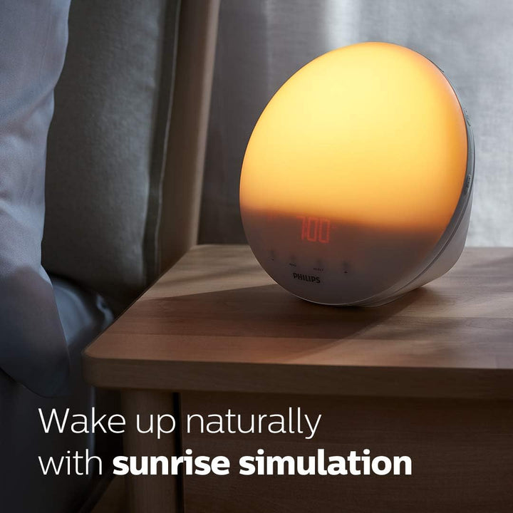 Wake up Light, White, 5 Natural Alarm Sounds, Sunrise Simulation, Midnight Light, HF3519/01