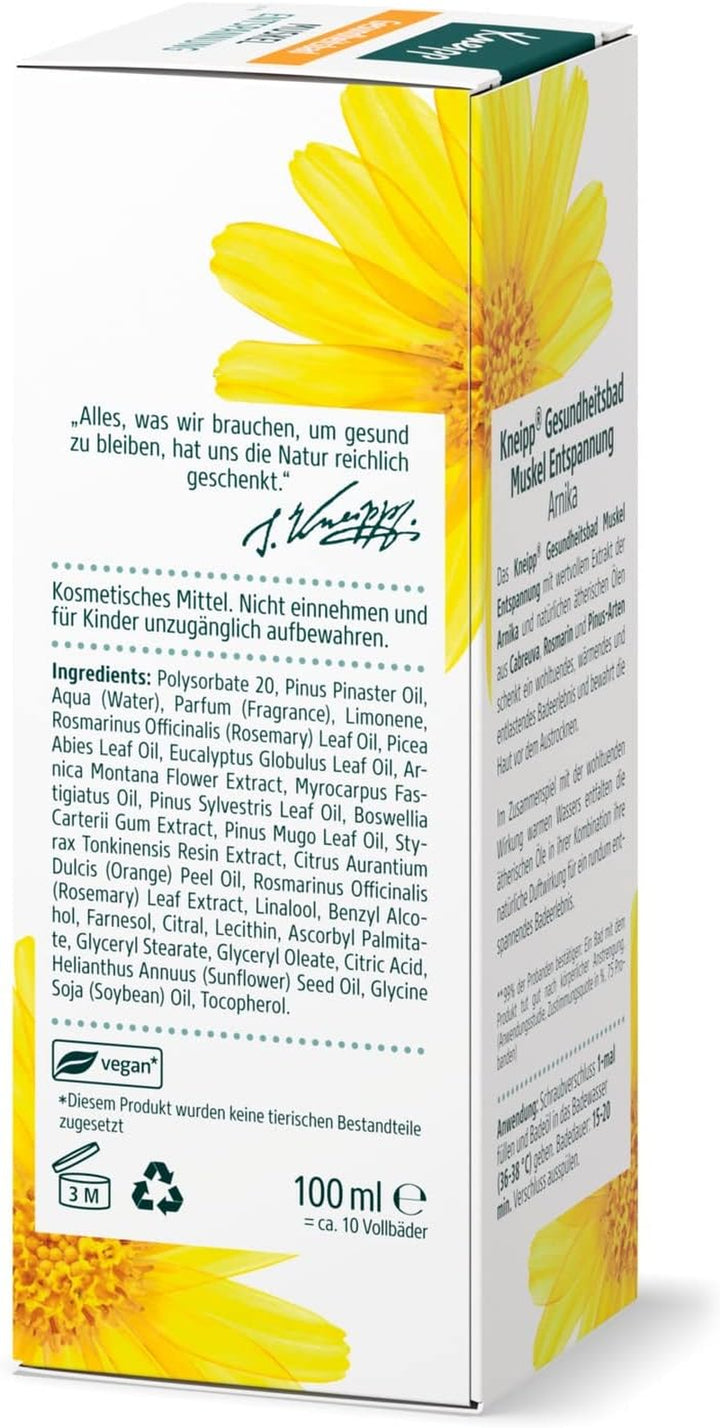 Health Bath Muscle Relaxation - Bath Oil with Valuable Extract of Arnica & Essential Oils from Cabreuva, Rosemary & Pinus Species - Invigorates & Does Well after Physical Effort - 100 Ml