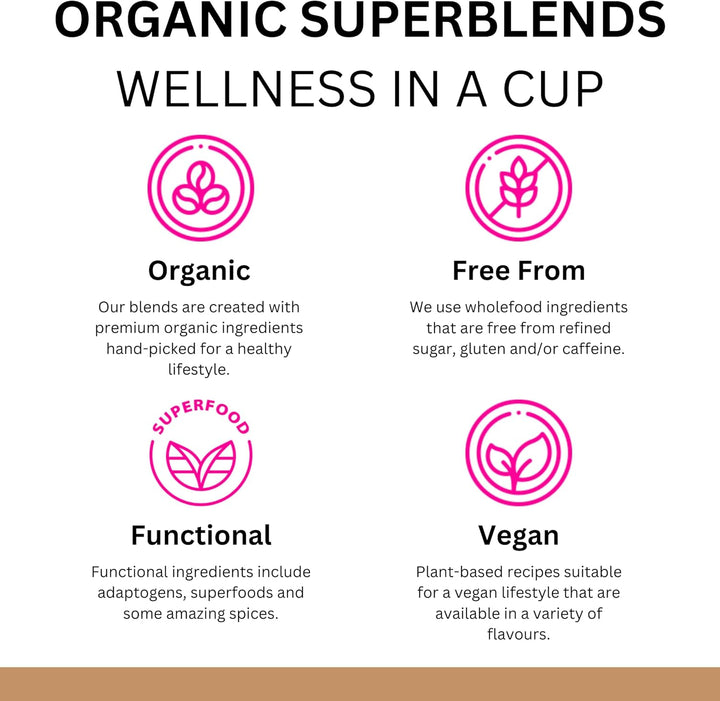 Organic Chai Latte with Reishi Barista Blend (1 X 100G) Tub. Caffeine Free, Gluten Free, Dairy Free, Refined Sugar-Free.