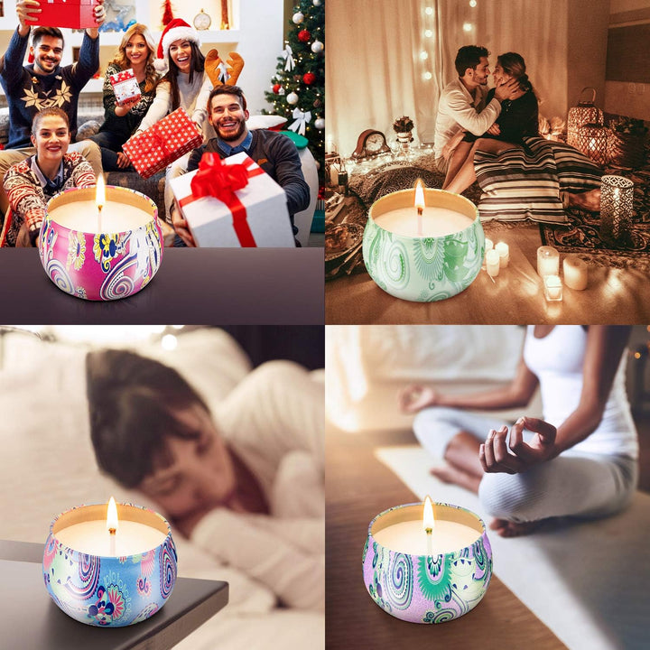 4 X 125 Grams Scented Candles, Soy Wax Aromatherapy Candle Gift Set for Women, Rose, Lavender, Vanilla, Lemongrass