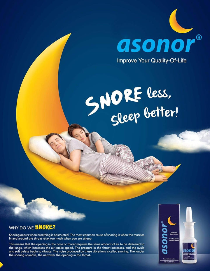 Snoring Nasal Spray (30Milliliter), Effective Snore Stopper Drops for Better Sleep, Snore Relief Remedy Opens up the Throat Air Passage, Enables Better Breathing, Natural Anti-Snoring Solution