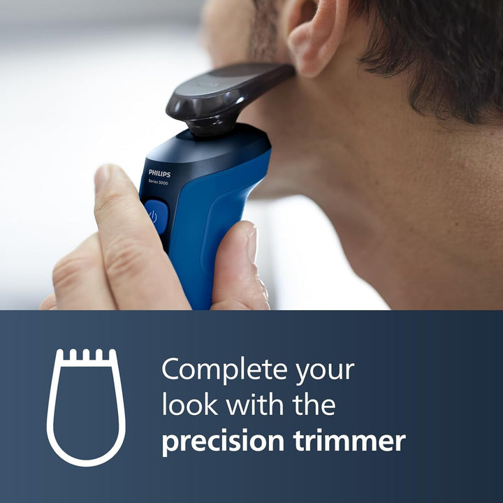 Shaver Series 5000, Wet and Dry Electric Shaver for Men, Comforttech Blades 360°, Contour Heads, Advanced Display, Smartclick Precision Trimmer, S5466/18