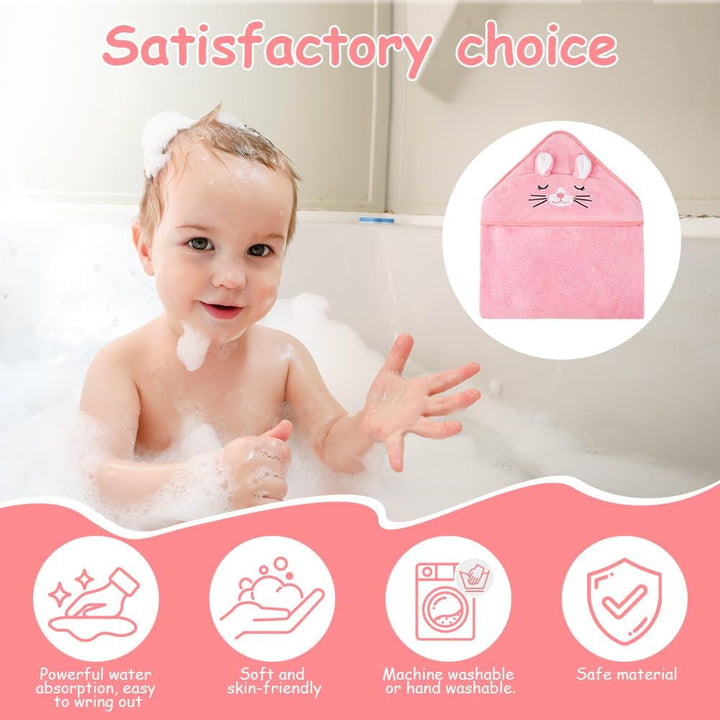 Baby Towels with Hood, Baby Bath Towels, 80X80Cm Soft and Absorbent Large Baby Bath Towel for Newborn and Infant, Toddler Bath Towel for Boys and Girls (Pink)