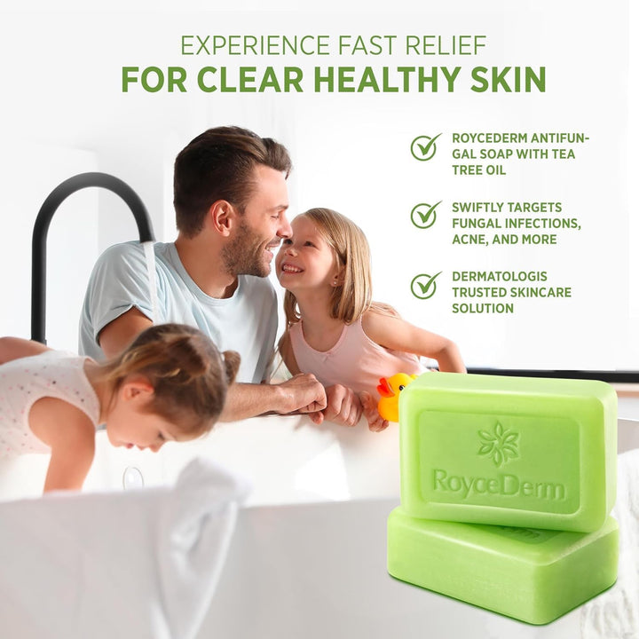 Tea Tree Oil Antifungal Soap – Antifungal Treatment for Face & Body Acne, Athlete'S Foot, Tinea, Folliculitis Ringworm Jock Itch - Refresh & Cleanse with Natural Herbal Extracts