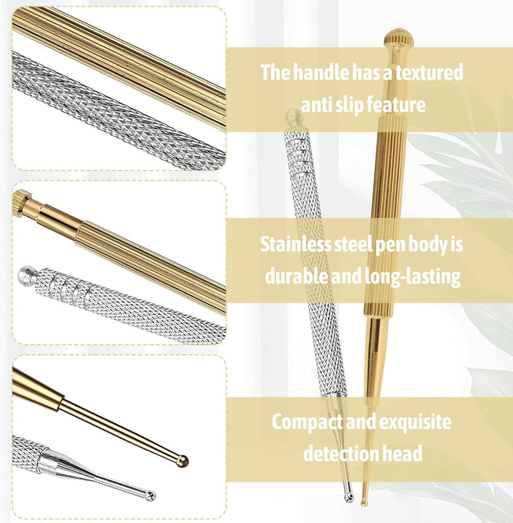 2PCS Acupuncture Pen Stainless Steel Retractable Acupressure Pen Double Headed Body Probe Pen Facial Reflexology Tools Acupressure Pen Promote Blood Circulation for Facial Massager