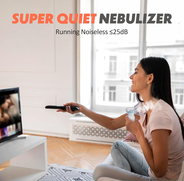 Ultrasonic Nebuliser Machine for Adults, Rechargeable Portable Nebuliser for Adults & Kids,  Silent Nebuliser for Kids with 2 Masks and Mouthpiece, Handled Nebulizer for Home