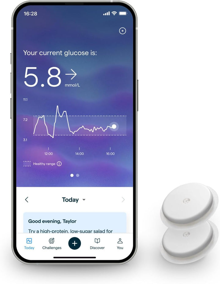 by Abbott | 2-Week CGM | Wearable Glucose Tracker | See Your Glucose Response to Food, Exercise, Sleep| Continuous Glucose Monitor & App to Support Your Health Goals | for Iphone & UK Only