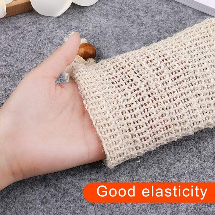 2 Pcs Sisal Soap Bag, Natural Organic Soap Bag Exfoliating Soap Saver Pouch with Drawstring for Foaming, Drying Soaps, Exfoliation