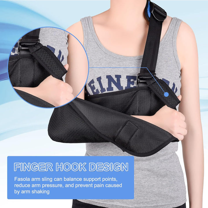 Universal Arm Sling, Shoulder Immobilizer with a Foam Neck Pad for Women, Men, Teenager, Adjustable Arm Support Strap for Broken Wrist, Elbow, Dislocated Shoulder - M