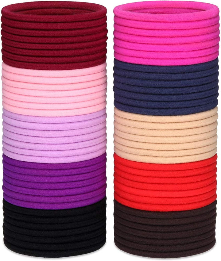 100 Elastic Hair Bands 4Mm Hair Ties Bobbles Elastics Hairbands Ponytail Holders No Metal for Women Girls Kids Men Thick Hair Black
