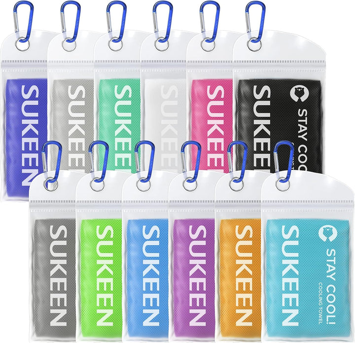 Cooling Towel 4 Pack - Stay Cool Ice Towels for Neck, Gym Use - Men and Women (2 Grey, 2 Black)