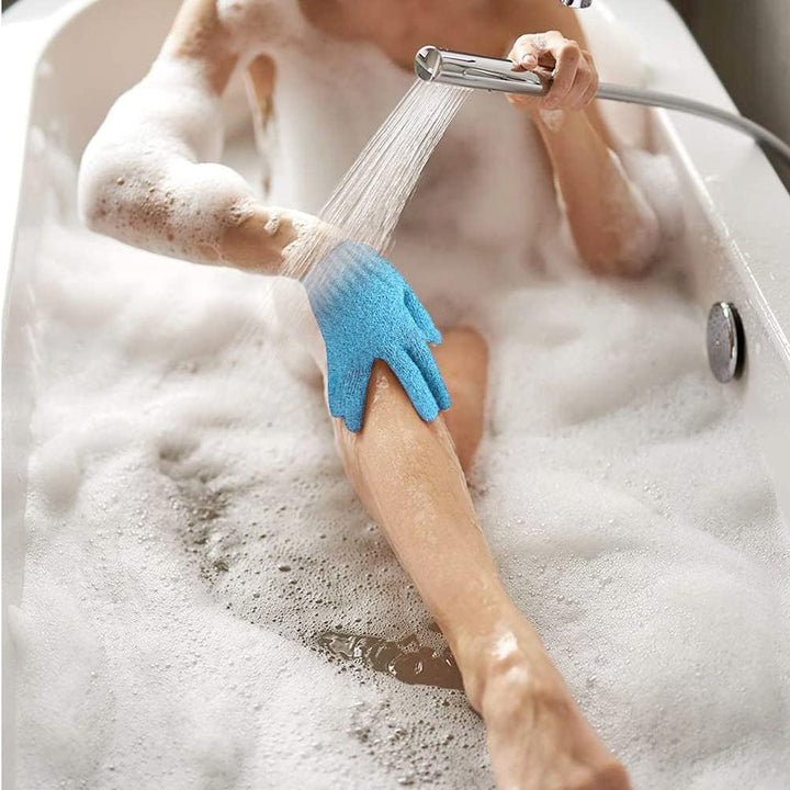 8 PCS Exfoliating Gloves, Bamboo Exfoliator Mitt, Body Exfoliating Wash Glove Dead Skin Remover Shower Body Scrub Gloves for Adults and Kids, Ingrown(Blue, White, Pink, Orange)