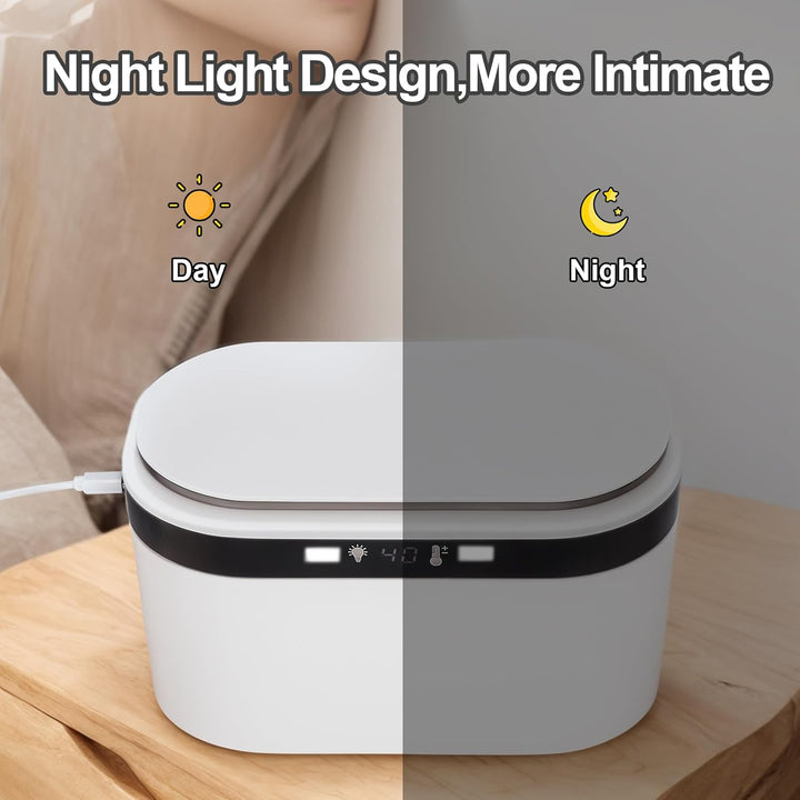 Baby Wipes Warmer,  Wet Wipe Warmer for Babies, Wet Wipes Dispenser Box with Night Light, Fast & Even Heating, 5 Levels of Temperature Adjustment, Temperature Display for Home Car Large Capacity