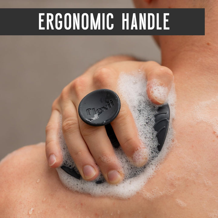 ® Silicone Body Scrubber - Premium Body Brush for Sensitive Skin, Body Exfoliator, Shower Scrubber, Silicone Loofah, Exfoliating Body Buffer for Men & Women - Charcoal