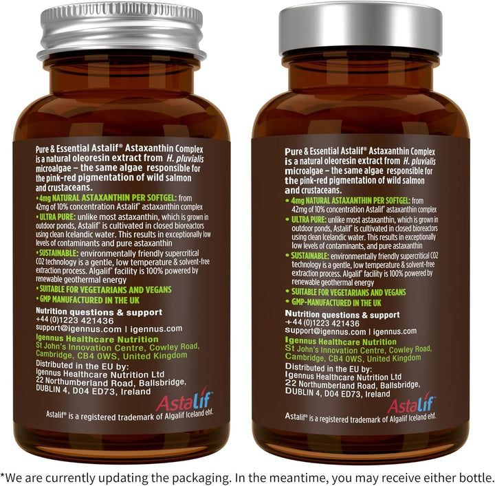 Igennus Astaxanthin Complex, 42Mg Microalgae Complex Oil Providing 4Mg H. Pluvialis Astaxanthin, 90 Vegan Softgels
