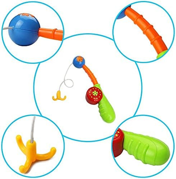 Baby Bath Toys Fishing Game for 2 3 4 Year Olds Toddler Kids Paddling Pool Toys with 2 Toy Fishing Rod 6 Fishing Toys,Baby Shower Bath Toys Water Play Game for Kids