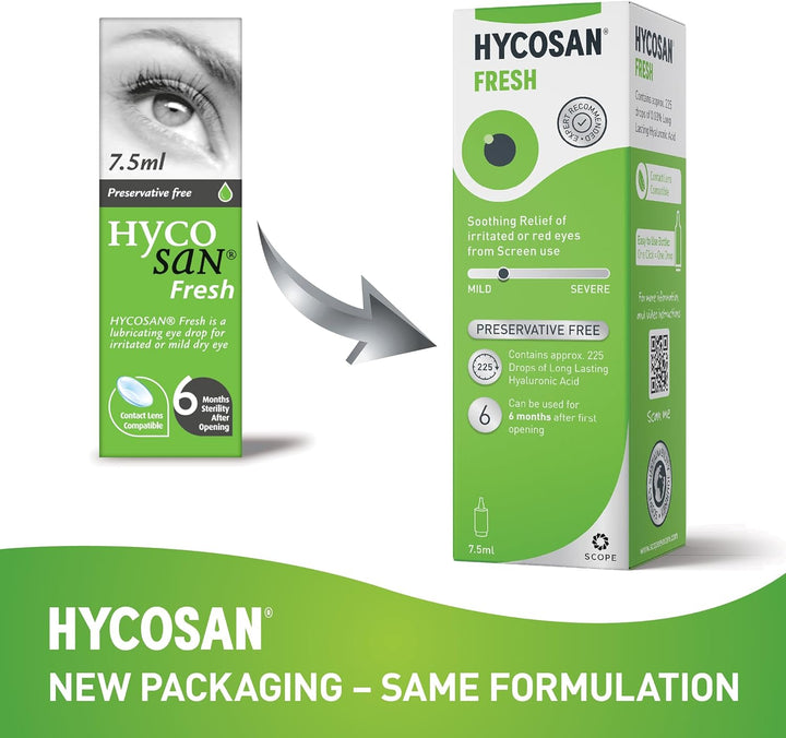 Fresh - Eye Drops with Hyaluronic Acid for Soothing Relief of Mild Dry Eyes, Irritation, or Redness from Screen Use - Preservative Free - 225 Measured Doses