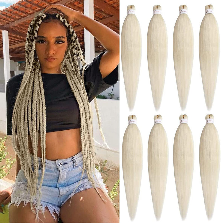 3 Packs Pre Stretched Braiding Hair Extension Yaki Texture EZ Braids Hair for Coi Leray Braids Black Braiding Crochet Hair Extensions /30 Inch 1B#