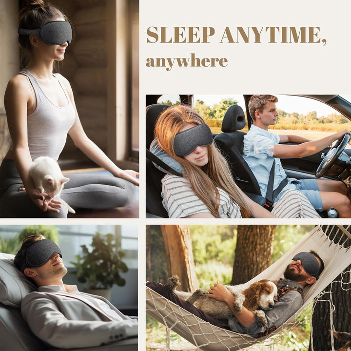 100% Blackout Eye Mask for Sleeping - 3D Deep Contoured Sleep Mask for Men Women - Soft Comfortable Sleeping Mask - Adjustable Eyemask Black Out Night Masks for Travel Nap Yoga - Grey