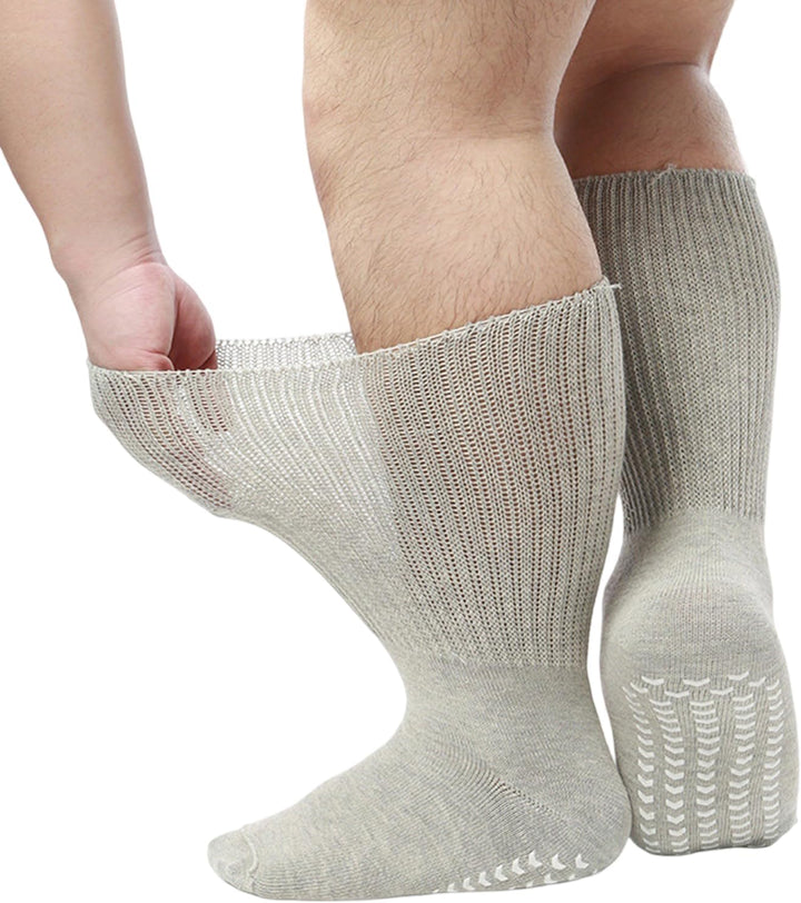 Extra Width Diabetic Socks Men Women Wide Edema Sock for Swollen Feet anti Slip Cast Bariatric Hospital Unisex None Binding Diabetic Hospital with Grip