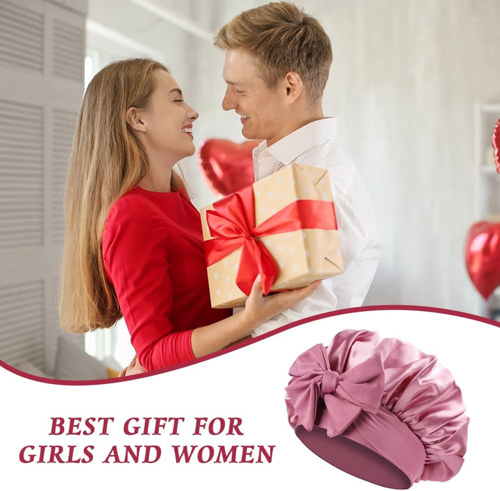 Satin Bonnet, Double-Sided Silk Bonnet Hair Wrap for Sleeping, Night Hair Sleep Cap with Elastic Band, Hair Care Head Cover Hat for Women Girls Long, Straight, Curly Hair