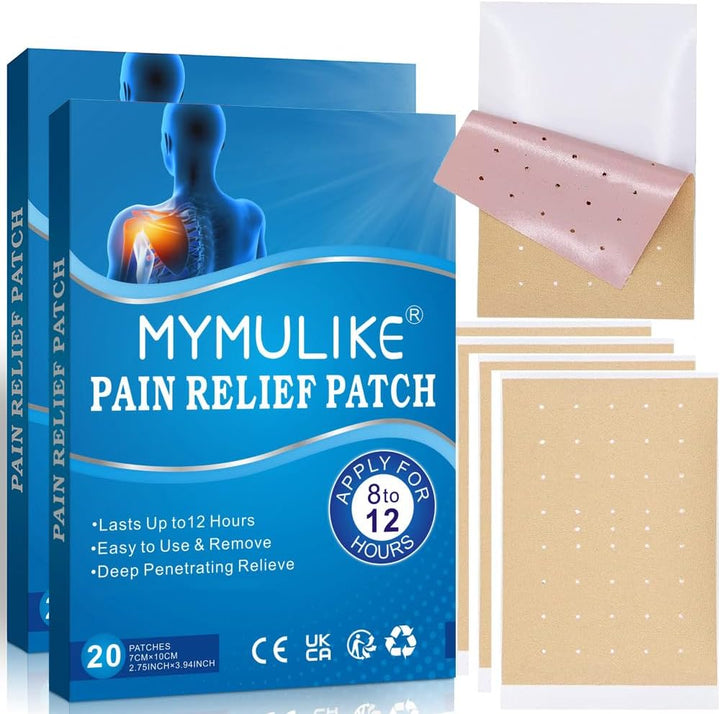 20Pcs Pain Relief Patches, Heat Patches for Pain Relief Fast-Acting Patches Long Lasting Relief of Pains for Knee, Back, Neck, Shoulder Pain and Muscle Soreness Knee Pain Relief Patch