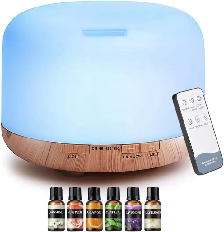Essential Oil Diffuser 300ML Aromatherapy Ultrasonic Air Vapouriser Oil Diffusers Humidifier Scented Fragrance with Remote, Mist Modes, Automatic off and 7 LED Lights for Home Office Sleep