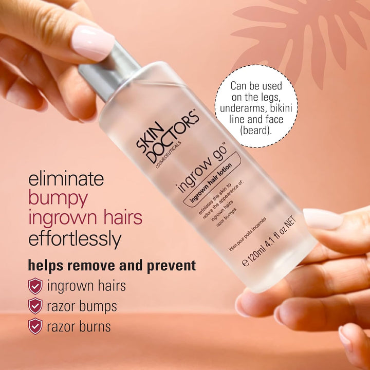 Ingrow Go Lotion | Ingrown Hair Treatment | Reduces Razor Burns & Bumps I Use on Legs, Bikini Line, Underarm & Face | 120Ml