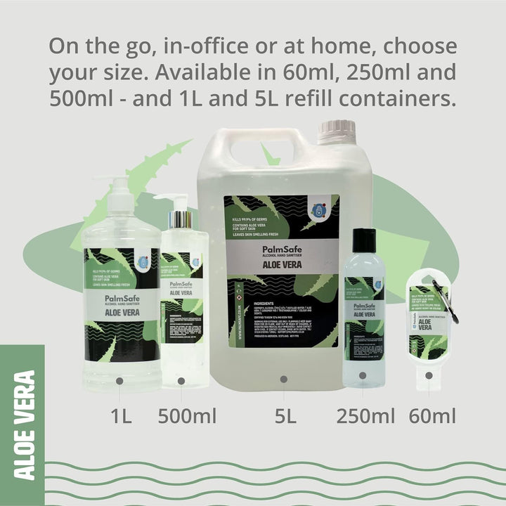 Aloe Vera 3 Pack 60Ml anti Bacterial Premium Hand Sanitiser Travel Size Refillable Clip Bottle Quick Drying Non Sticky Extra Moisturising Kills 99.9% of Viruses and Bacteria