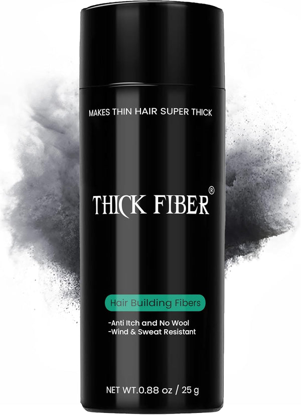 Hair Fibres (Pack of 1, BLACK) | Powder for Thinning 25G Bottle Makes Thin Look Thicker in Seconds with Loss Concealer Women & Men