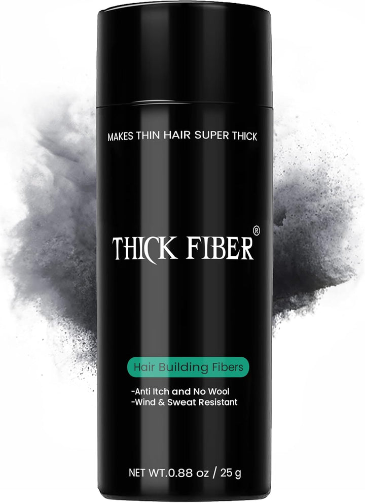 Hair Fibres (Pack of 1, BLACK) | Powder for Thinning 25G Bottle Makes Thin Look Thicker in Seconds with Loss Concealer Women & Men