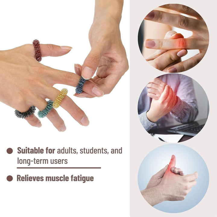12 Pcs Acupressure Rings,Colorful Pain Stim Fidget Sensory Rings Finger Massager,Improves Blood Circulation Silent Relief Stress Spiky Stimming Fingertip Anxiety Metal Toys for Kids Children Women Men