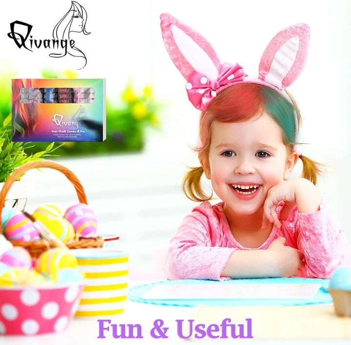 Hair Chalk Comb, 6 Pcs Temporary Non-Toxic Hair Coloring for Kids, Ideal Cosplay, Halloween, Carnival, Birthday Party Gifts for Girls Boys