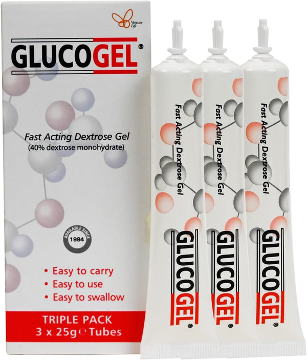Fast Acting Glucose Energy Gel - Hypostop Gel for Running, Hiking, Cycling, Marathon Liquid Dextrose - Original Unflavoured, 10G per Tube (Pack of 3)