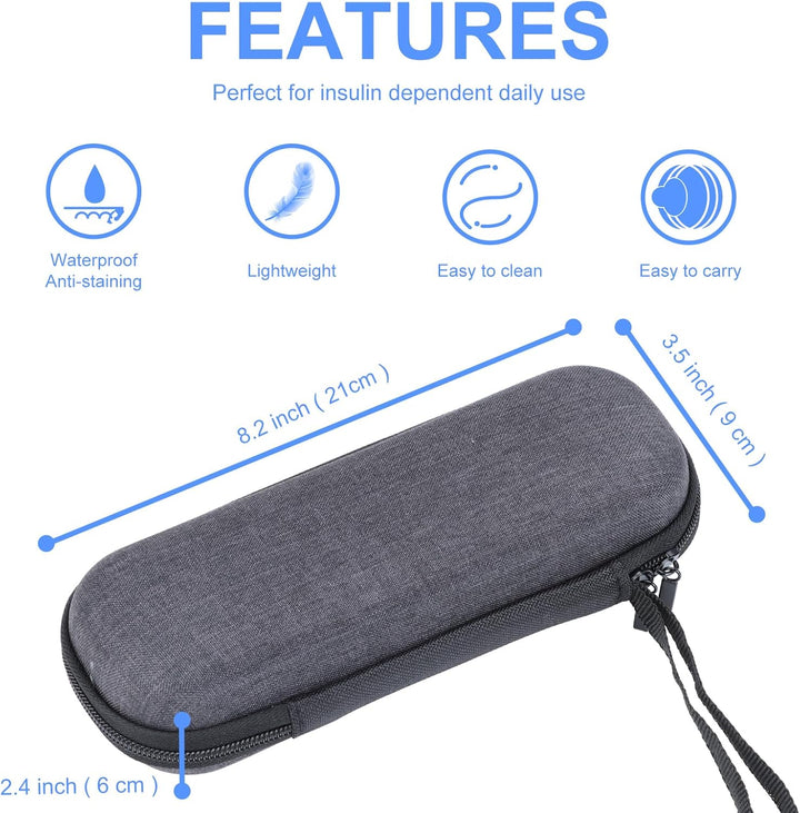 Insulin Pen Travel Case with 2 Ice Packs – Portable Diabetic Medication Cooler Bag, Oxford Fabric, Water-Resistant Shockproof Organizer for Insulin Pens, Vials and Medical Supplies