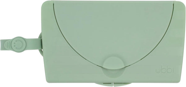 On-The-Go Baby Wipes Dispenser, Portable Wipes Container for Travel, Nappy Bag Accessory Must Have for Newborns, Reusable Wipes Holder, Sage Green