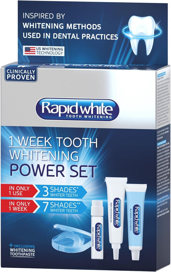 1 Week Tooth Whitening Power Set | 7 Shades Whiter in 1 Week | 3 Shades Whiter after 1 Use | Inspired by Dentist | Clinically Proven
