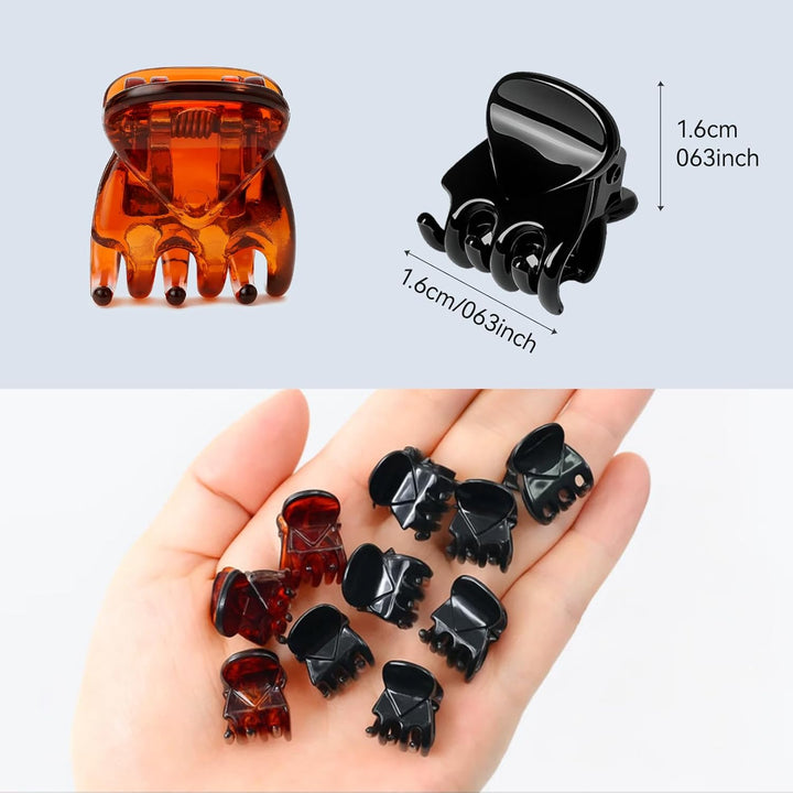Small Hair Clips, Mini Claw Hair Clips for Women with Storage Case, Non-Slip Hair Accessories for Women and Girls Black and Brown(24Pcs)