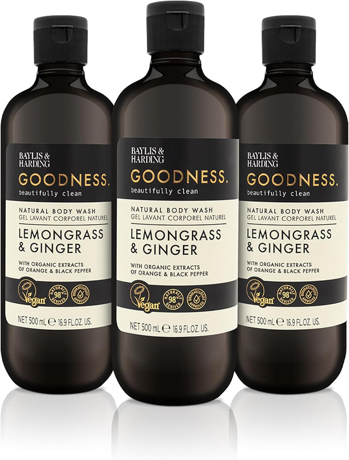 Goodness Lemongrass & Ginger Bath Soak, 500 Ml (Pack of 3) - Vegan Friendly