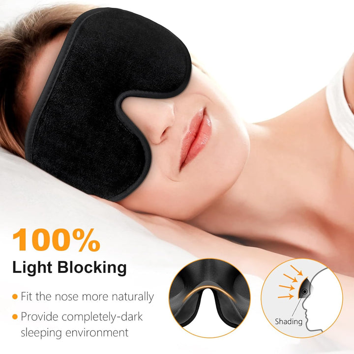 100% Blackout Sleep Masks for Women & Men - Zero Eye Pressure Sleeping Eye Mask- Ergonomic Design 3D Cutout Eye Movement Friendly, Ultra Soft & Comfortable Eye Mask for Sleep/Nap/Travel