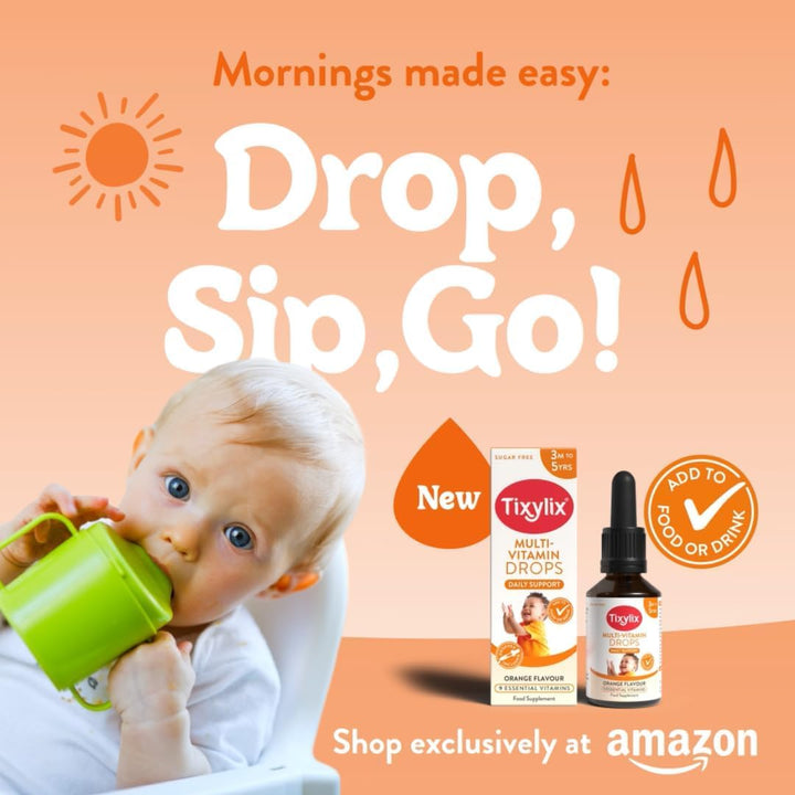 50Ml Multi-Vitamin Drops for Children, 9 Vitamins to Support Growth & Immune Health - Sugar Free, Vegan, Gluten Free - Add to Food and Drink - for Children 3 Months to 5, Dropper Included