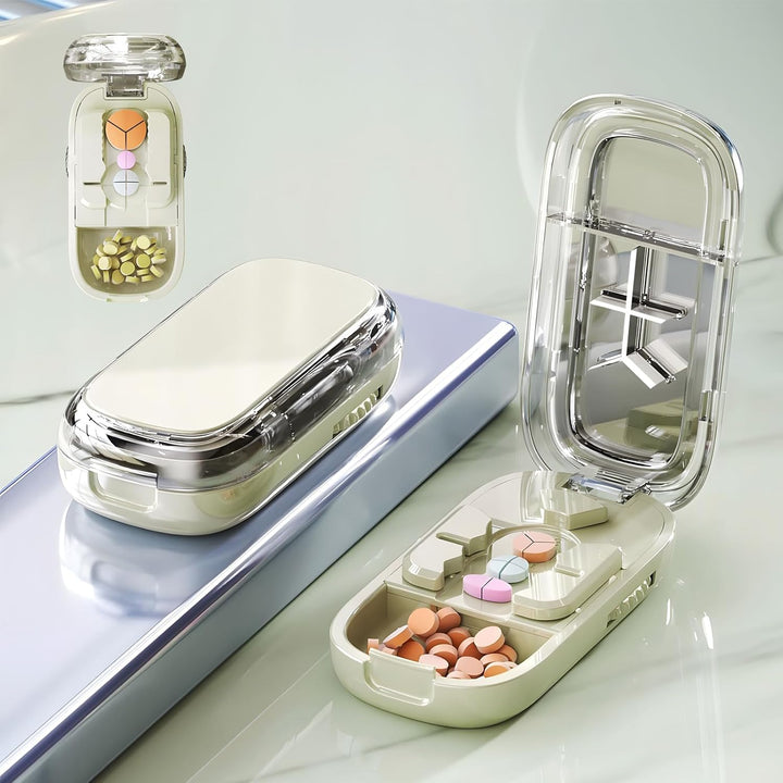 Pill Cutter, New Adjustable Pill Cutters Splitter for Small & Tiny & Large Pills, Portable 1/2 1/3 1/4 Tablet Cutter for Pills, Cutting & Storage 2-In- 1 Tablet Dispenser for Travel (Green)