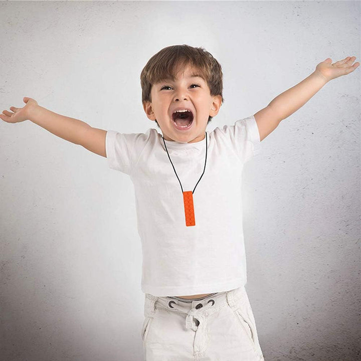 Chew Necklace, Sensory Chew Necklace Bundle for Kids with Chewing, ADHD, Autism, Biting Needs, Oral Motor Chewy, Silicone Necklace Made from Food Grade Silicone Safety, for Boys&Girls(5 PCS)