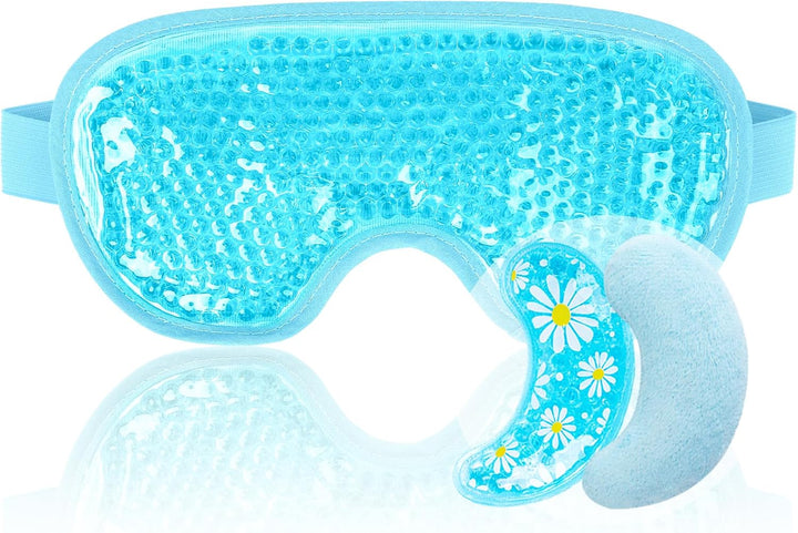 Cooling Eye Mask for Puffy Eyes, Reusable Hot Cold Therapy Gel Cold Eye Mask for Migraine, Headache, Dark Circles, Dry Swollen Eyes, Sinus Pain-Light Blue